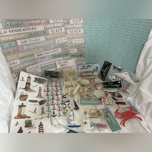 Beach / Summer / Maine Scrapbook Stickers and 12x12 Paper